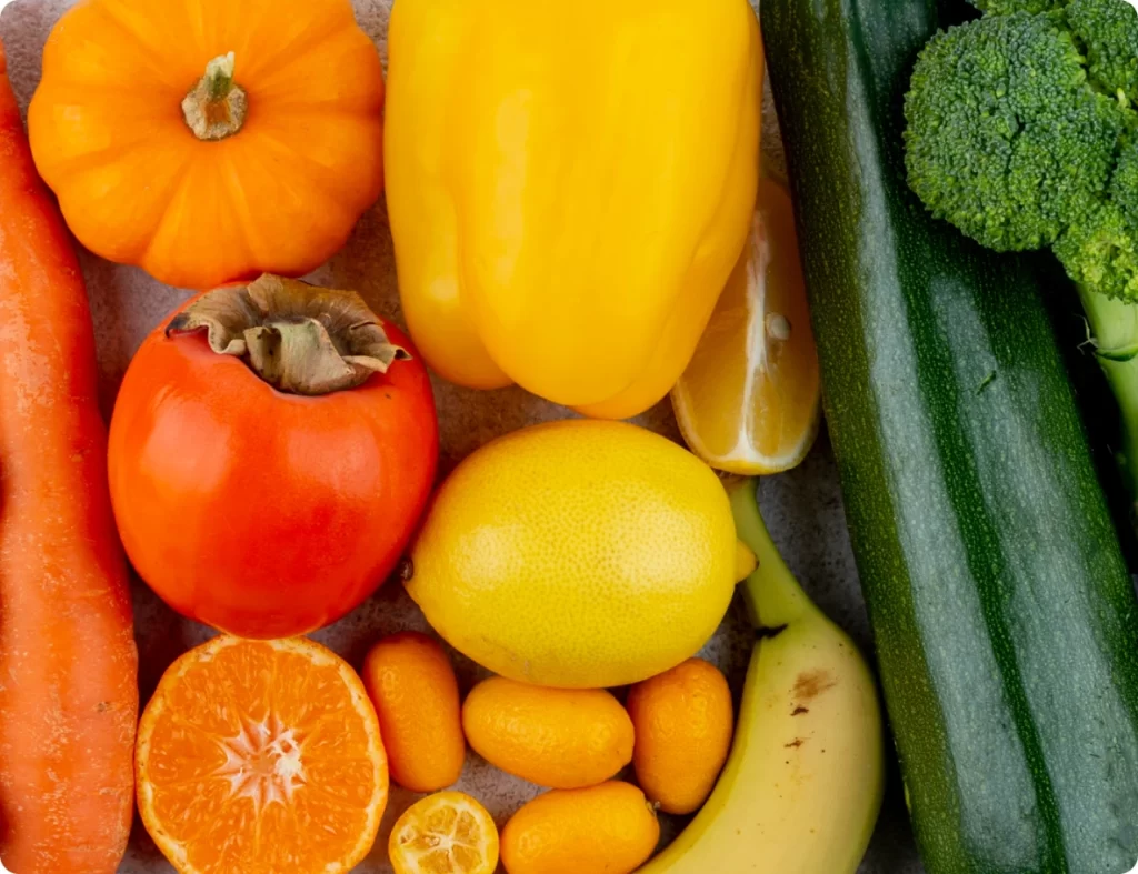 Frutta e verdura di diversa tipologia